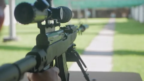Sniper rifle, optical sight Stock Footage 155148725