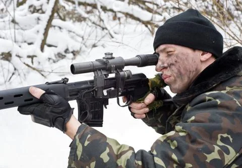 Sniper rifle to the position. Stock Photos