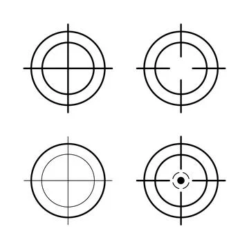 Sniper rifle scope. Weapon aim. Set of targets and destination. Focus icons.  Stock Illustration