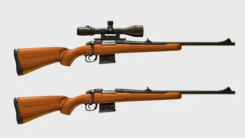 Sniper rifles set side view Stock Illustration