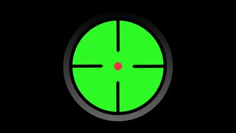 Sniper scope with a blinking red dot on a green screen background. Stock Footage 319611859