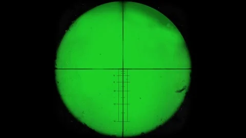 Sniper scope night vision view with crosshair reticle on green screen background Stock Footage 329964812