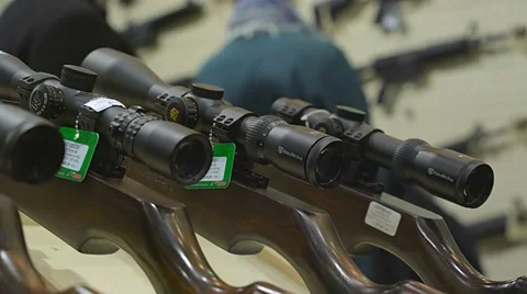 Sniper Scope. the Optical System of the Rifle. Optics and Weapons Stock Footage 68605752