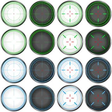 Sniper Scope Target Colorful Set Stock Illustration