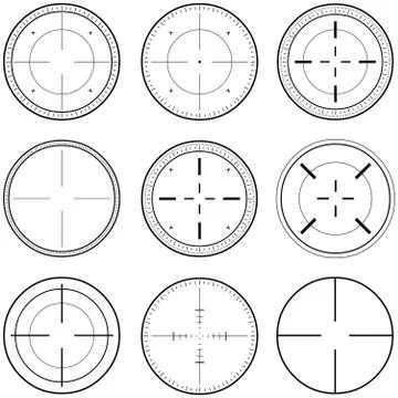 Sniper Scope Target Ink Set Stock Illustration