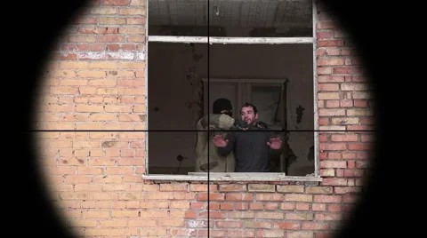 Sniper shot in an armed terrorist 2 Stock Footage 46876298