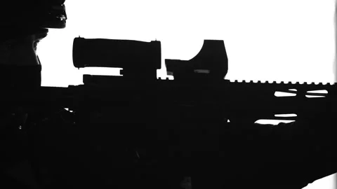 Sniper Silhouette: Tactical Precision Stock Footage 276697173