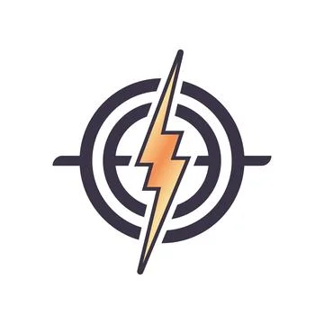 Sniper symbol with electrical lightning inside Free Vector Lightning Logo Templa Stock Illustration