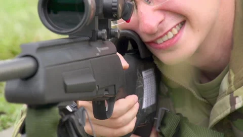 Sniper in Training Position HD Pro Stock Footage 206127149