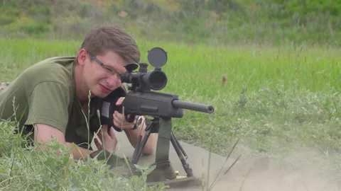 Sniper Training at the Shooting Range HD Pro Stock Footage 208018743