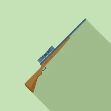 Sniper weapon icon flat vector. Military scope Stock Illustration