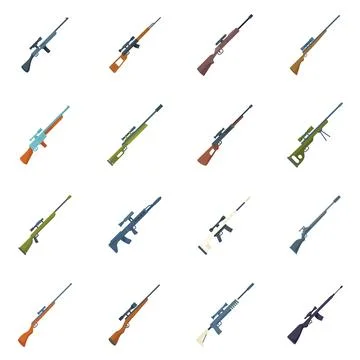 Sniper weapon icon flat vector. Army gun Stock Illustration