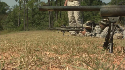 Snipers firing during target practice Stock Footage 36471670