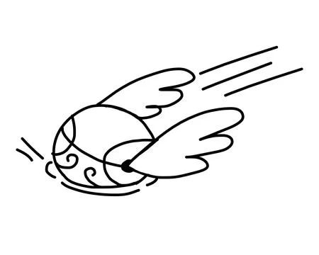 Snitch Magic Ball with wings falling in outline doodle style. Stock Illustration