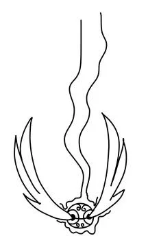 Snitch Magic Ball with wings fly down in outline doodle style. Stock Illustration