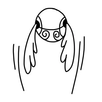 Snitch Magic Ball with wings fly up in outline doodle style. Stock Illustration