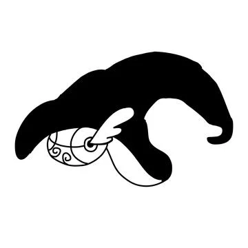 Snitch Magic Ball with wings with a hat in outline doodle style. Stock Illustration