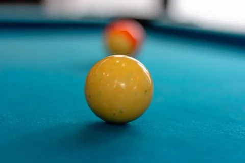 Snooker ball on blue surface table Stock Photos