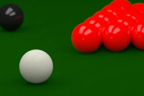 Snooker Balls on Snooker Table, 3D Rendering Stock Illustration