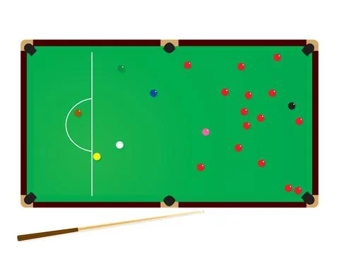 Snooker billiard table with lines and balls. Sports design element. Stock Illustration