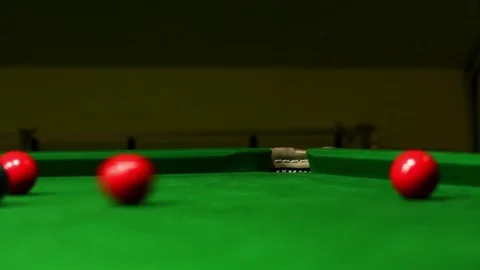 Snooker game: hitting red balls into the loose. Stock Footage 79790065