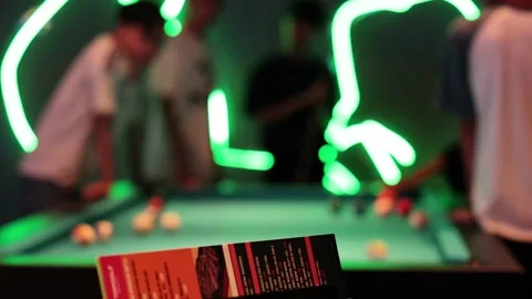 Snooker Game in Neon-lit Bangkok Stock Footage 309917543