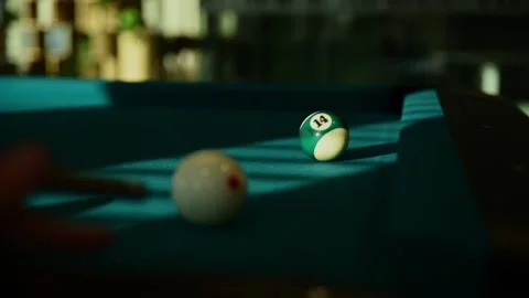 Snooker player kicks the ball in pool billiard table with good and bad shots. Stock Footage 203855260