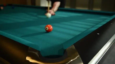 Snooker player kicks the ball in pool billiard table with good and bad shots. Stock Footage 203855277