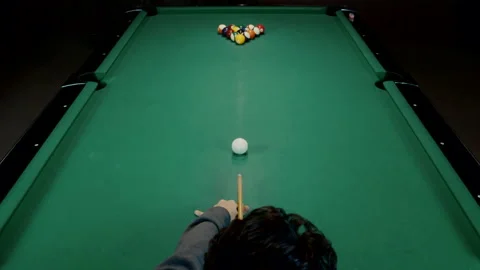 Snooker Player Perform How To Breaking Off Stock Footage 147873165
