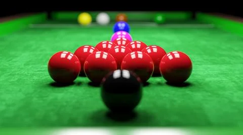 Snooker pool table and billiards ball with dimness light . 3D rendering . イラスト素材