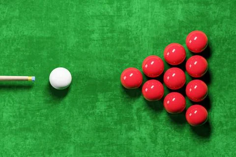 Snooker pool table and billiards ball . Sportsman aim at white ball . 3D rend イラスト素材