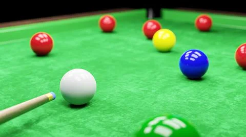 Snooker pool table and billiards ball with dimness light . 3D rendering . イラスト素材
