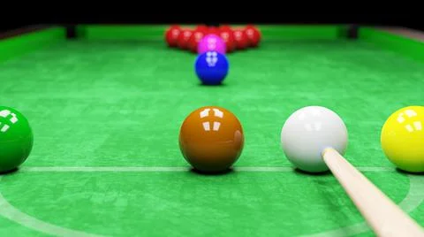 Snooker pool table and billiards ball with dimness light . 3D rendering . イラスト素材