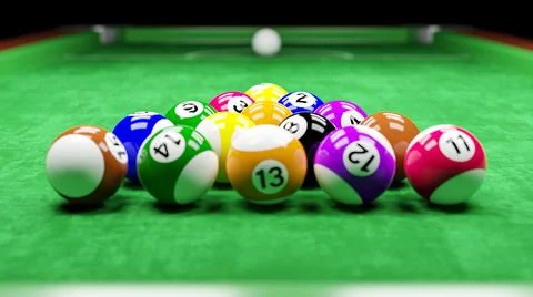 Snooker pool table and billiards ball with number 1 to 15 . Velvet texture on イラスト素材