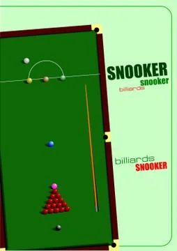 Snooker table and cue poster. billiards. vector illustration Stock Illustration