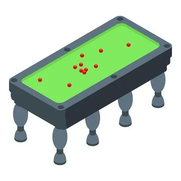 Snooker table with red balls showing playing activity in isometric view Stock Illustration