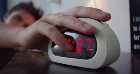 Snoozing Alarm Clock Stock Footage 141552839