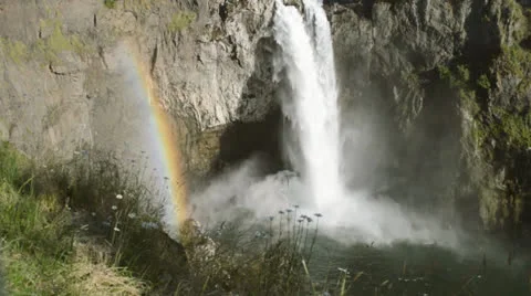 Snoqualmie waterfall and the rainbow Stock-Footage 25825172
