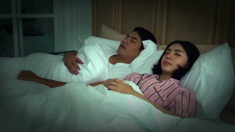 Snoring problem Harmful and result in poor health. Video stock 87726348