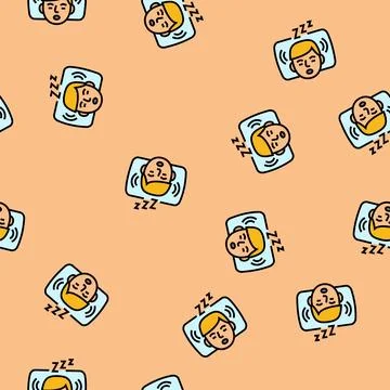 Snoring sleep night vector seamless pattern Ilustración de archivo