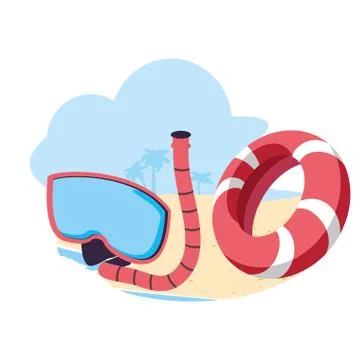 Snorkel with float in the beach Stock Illustration