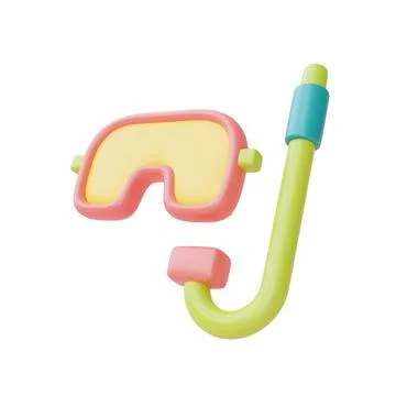 Snorkel isolate on white background,summer beach elements,3d rendering. Stock Illustration