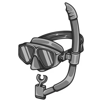 Snorkel visor in shiny silver color Stock Illustration