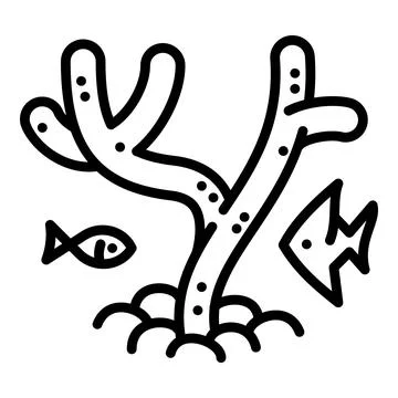 Snorkeling coral icon, outline style Stock Illustration