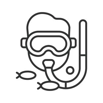 Snorkeling diving icon in line design. Underwater, sea, travel, recreation Stock Illustration