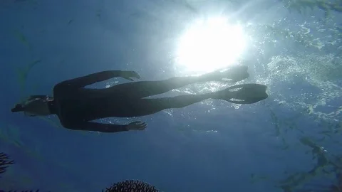 Snorkeling, View from below Stock Footage 73847617