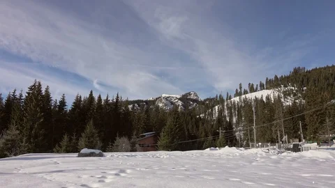 Snovy trees on winter mountains Stock Footage 87221410