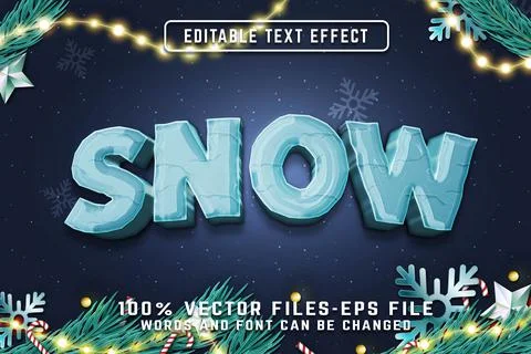 Snow 3d editable Text Effect With Golden Style Premium Vectors Illustrazione stock