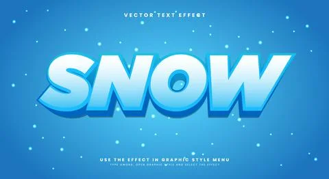 Snow 3D editable text effect template Stock Illustration