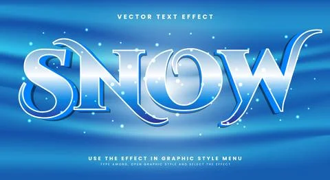 Snow 3d editable text effect Illustrazione stock